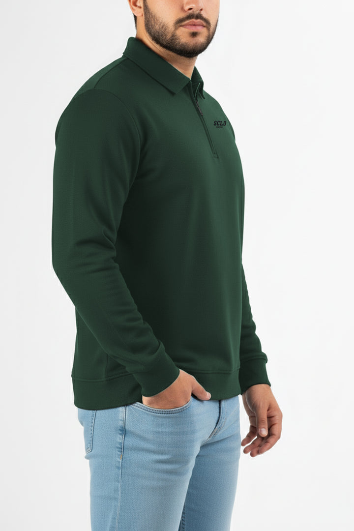 Caribbean Green Quarter Zip Sweatshirt - W25 - MSW104R