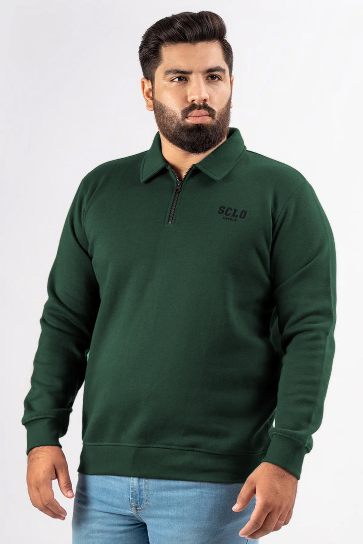 Caribbean Green Quarter Zip Sweatshirt (Plus Size) - W25 - MSW104P