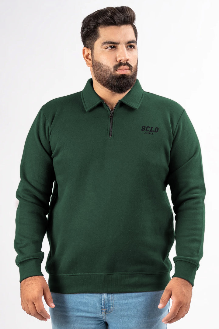 Caribbean Green Quarter Zip Sweatshirt (Plus Size) - W25 - MSW104P
