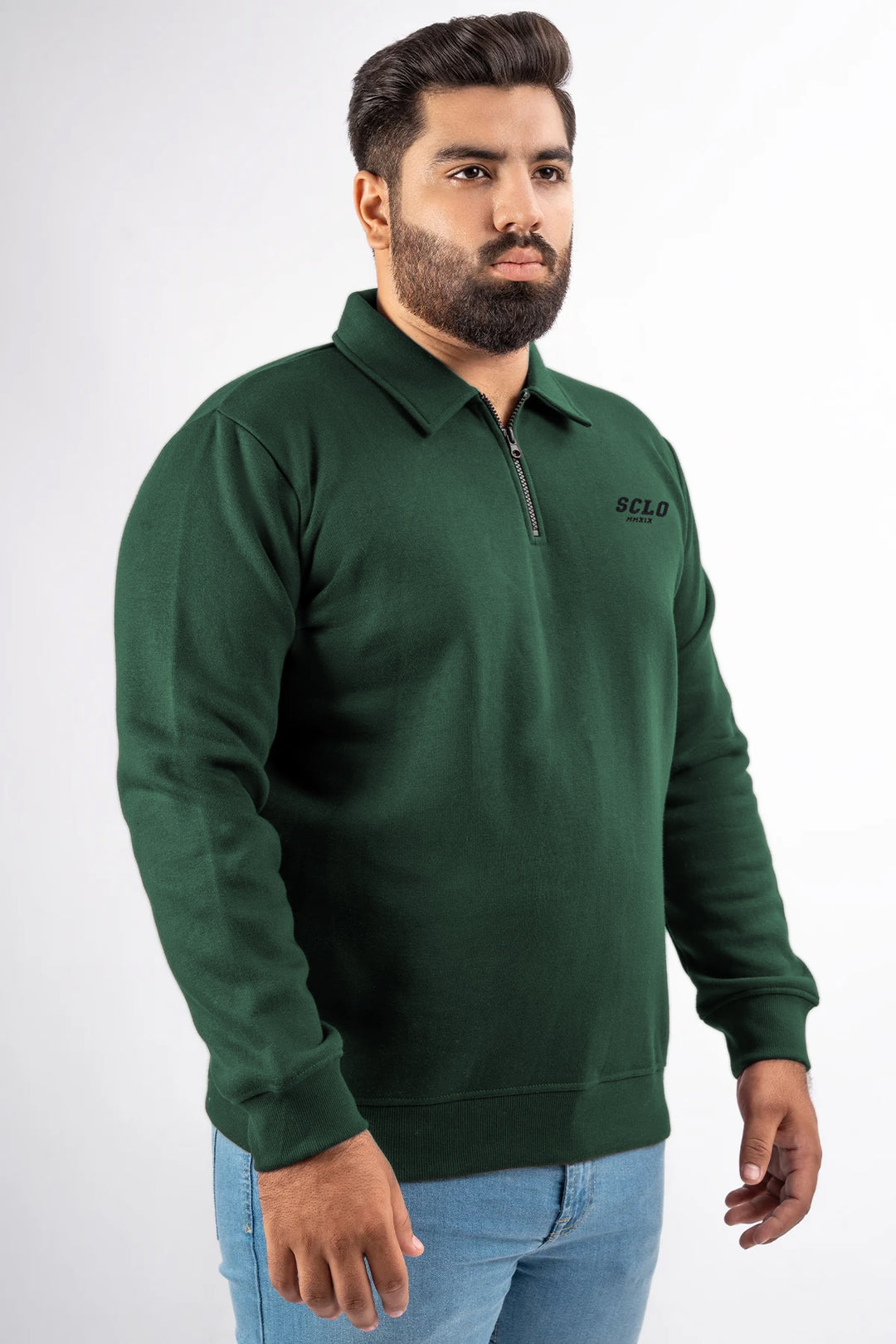 Caribbean Green Quarter Zip Sweatshirt (Plus Size) - W25 - MSW104P