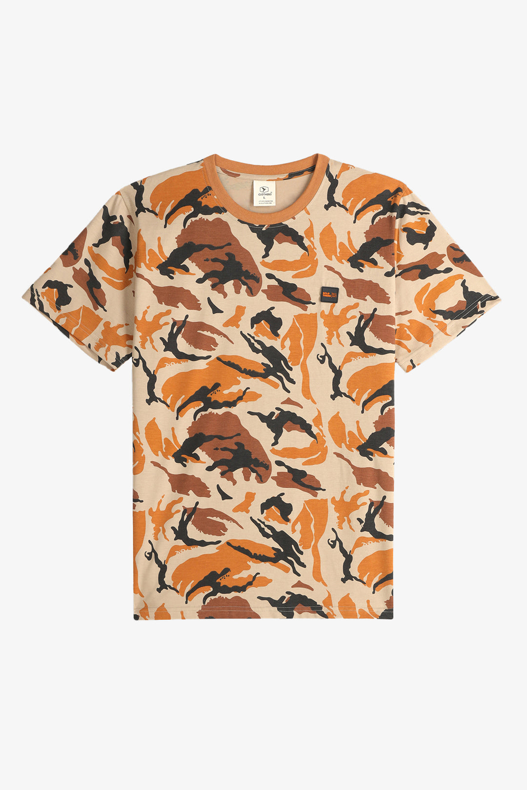 Nomad Camo Printed T-Shirt with Leather Patch - A24 - MT0324R