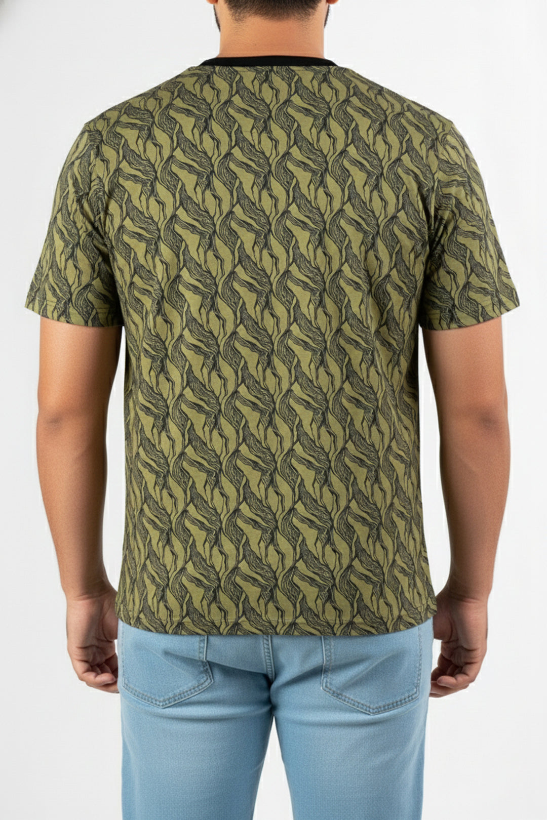 Black & Green Abstract Printed T-Shirt - S24 - MT0342R