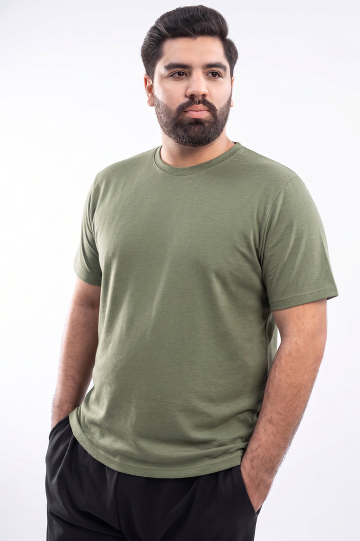 Basic Green Melange T-Shirt (Plus size) - S24 - MT0354P