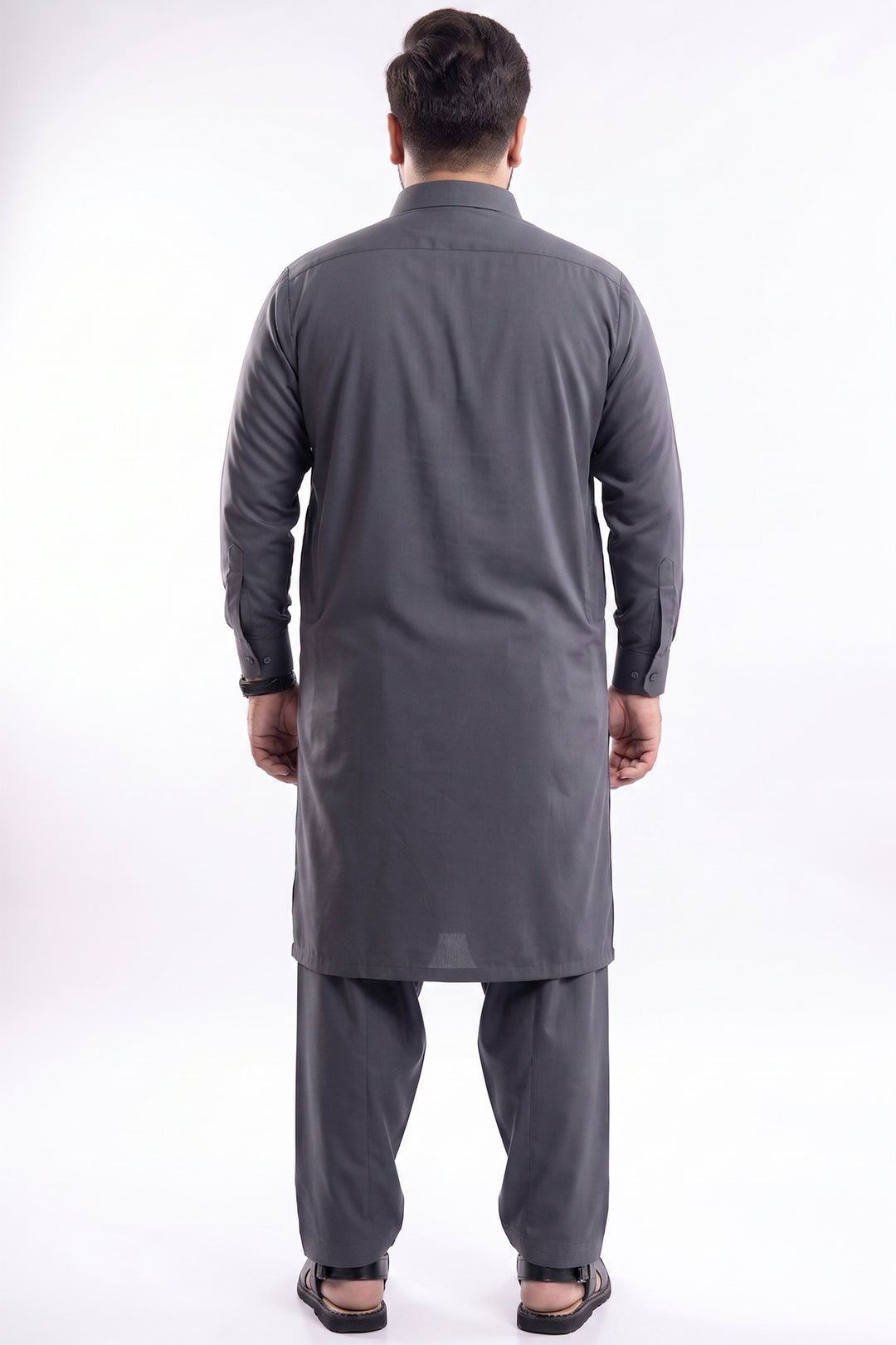 Men's Grey Kurta Shalwar (Plus Size) - S26 -  MKS016P