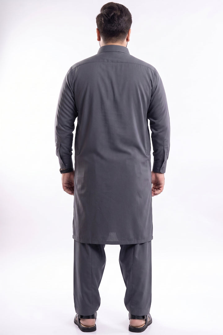 Men's Grey Kurta Shalwar (Plus Size) - S26 -  MKS016P