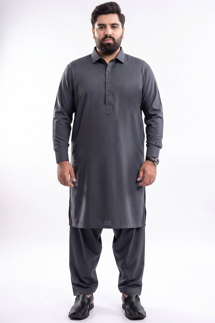 Men's Grey Kurta Shalwar (Plus Size) - S26 -  MKS016P