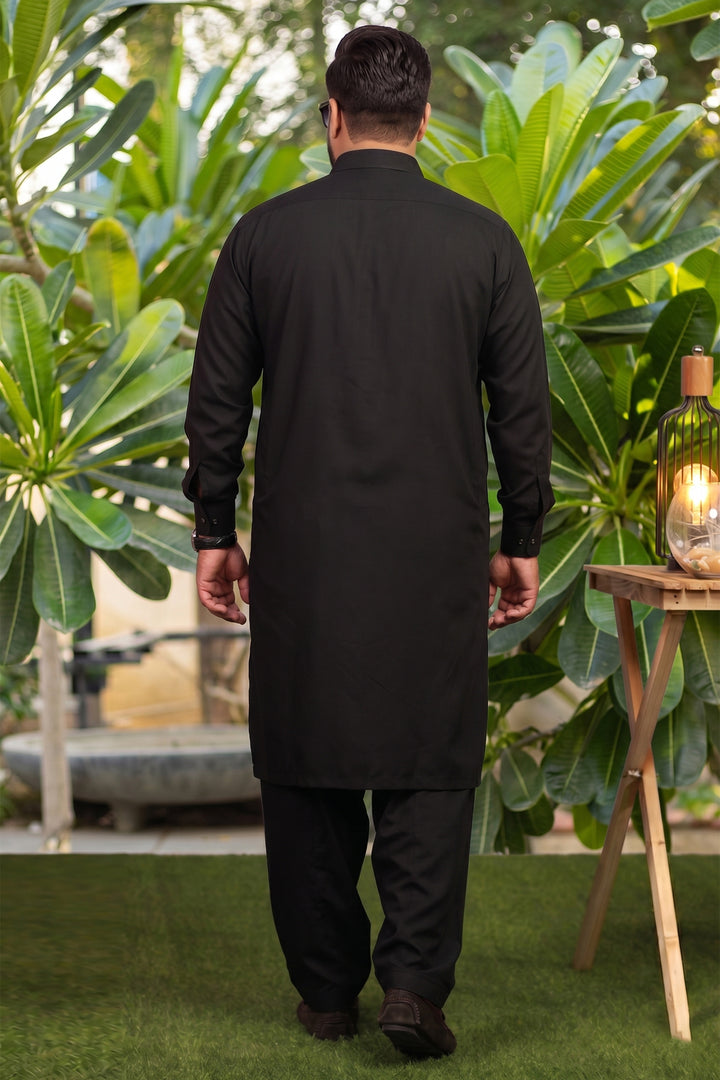 Men's Black Kurta Shalwar (Plus Size) - S26 -  MKS015P