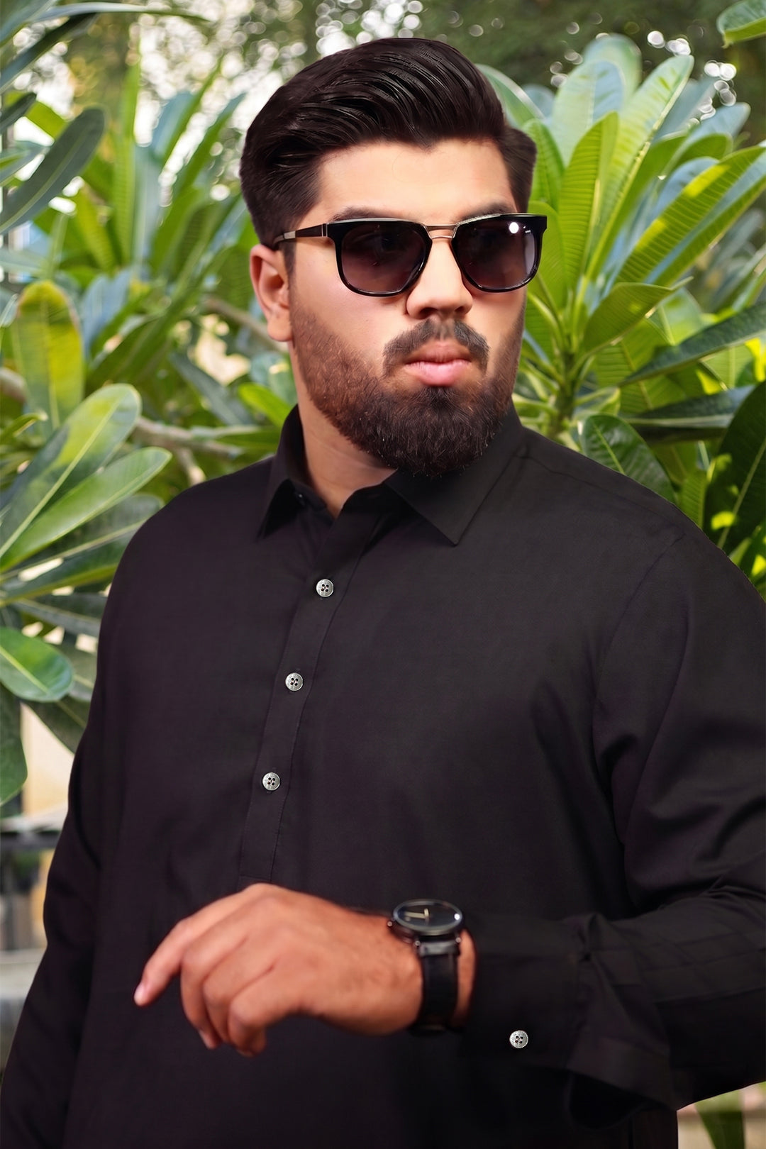 Men's Black Kurta Shalwar (Plus Size) - S26 -  MKS015P