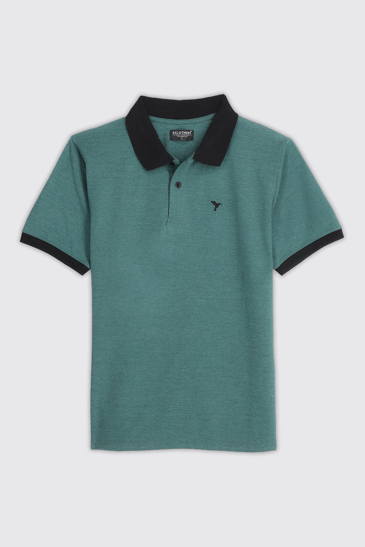 Teal Melange Pique Polo Shirt - S25 - MP0276R