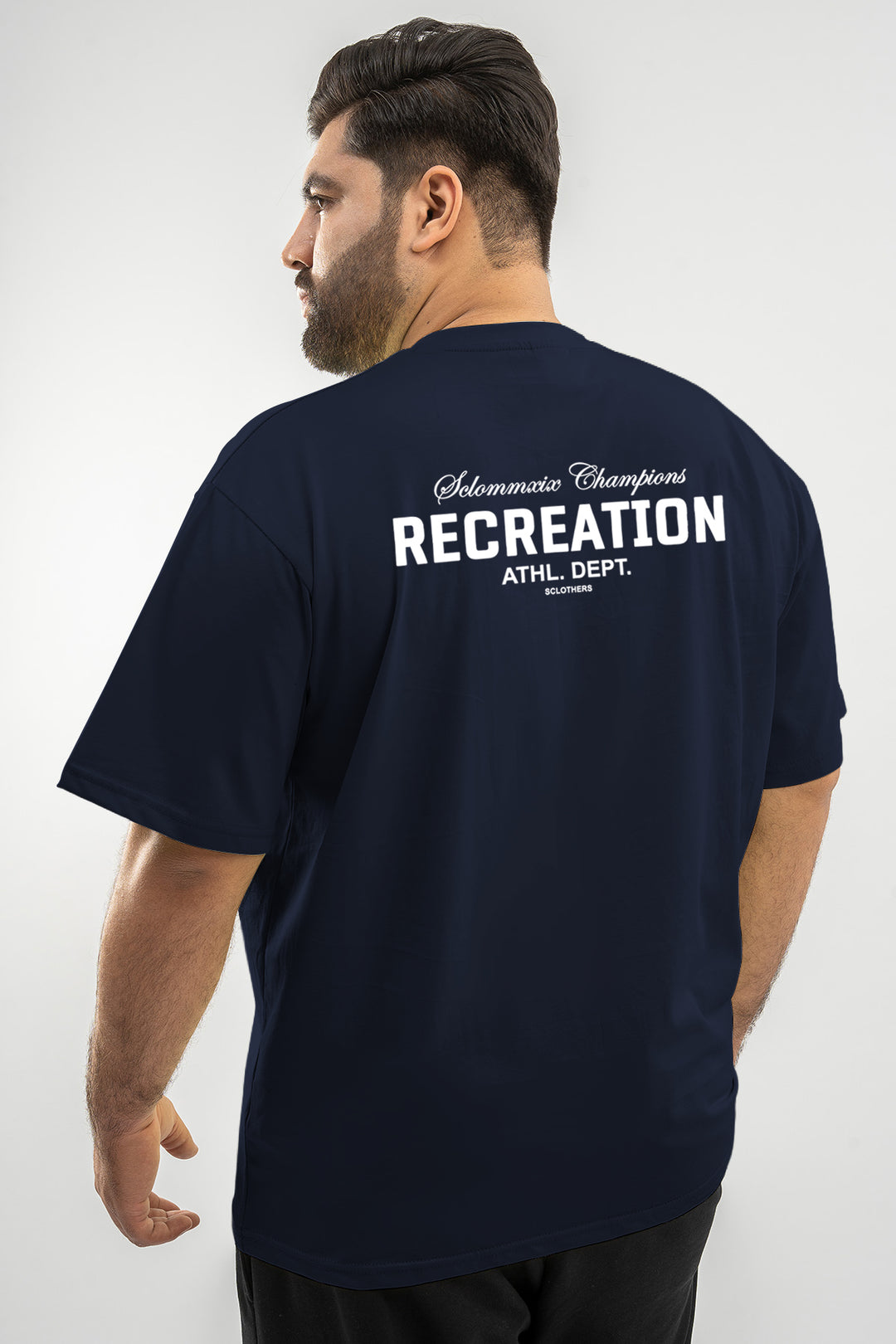 SCLO MMXIX Champions Oversized Graphic T-Shirt – Navy Blue (Plus Size) - S26 - MT0507P