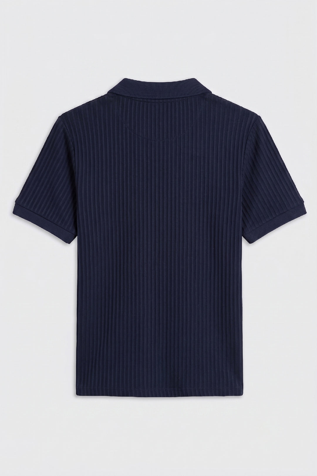 Navy Blue Textured Quarter Zip Polo Shirt - S26 - MP0616P