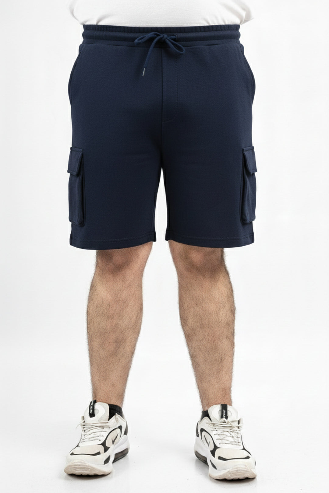 Premium French Terry Cargo Shorts - Navy (Plus Size) - S25 - MSH046P