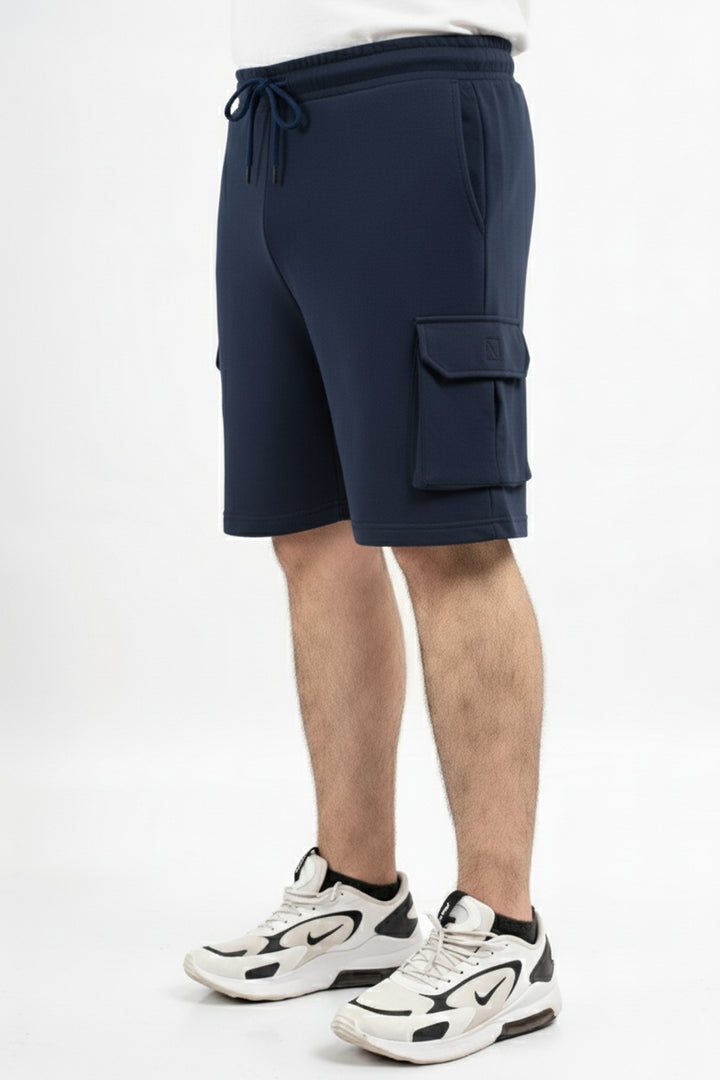 Premium French Terry Cargo Shorts - Navy (Plus Size) - S25 - MSH046P