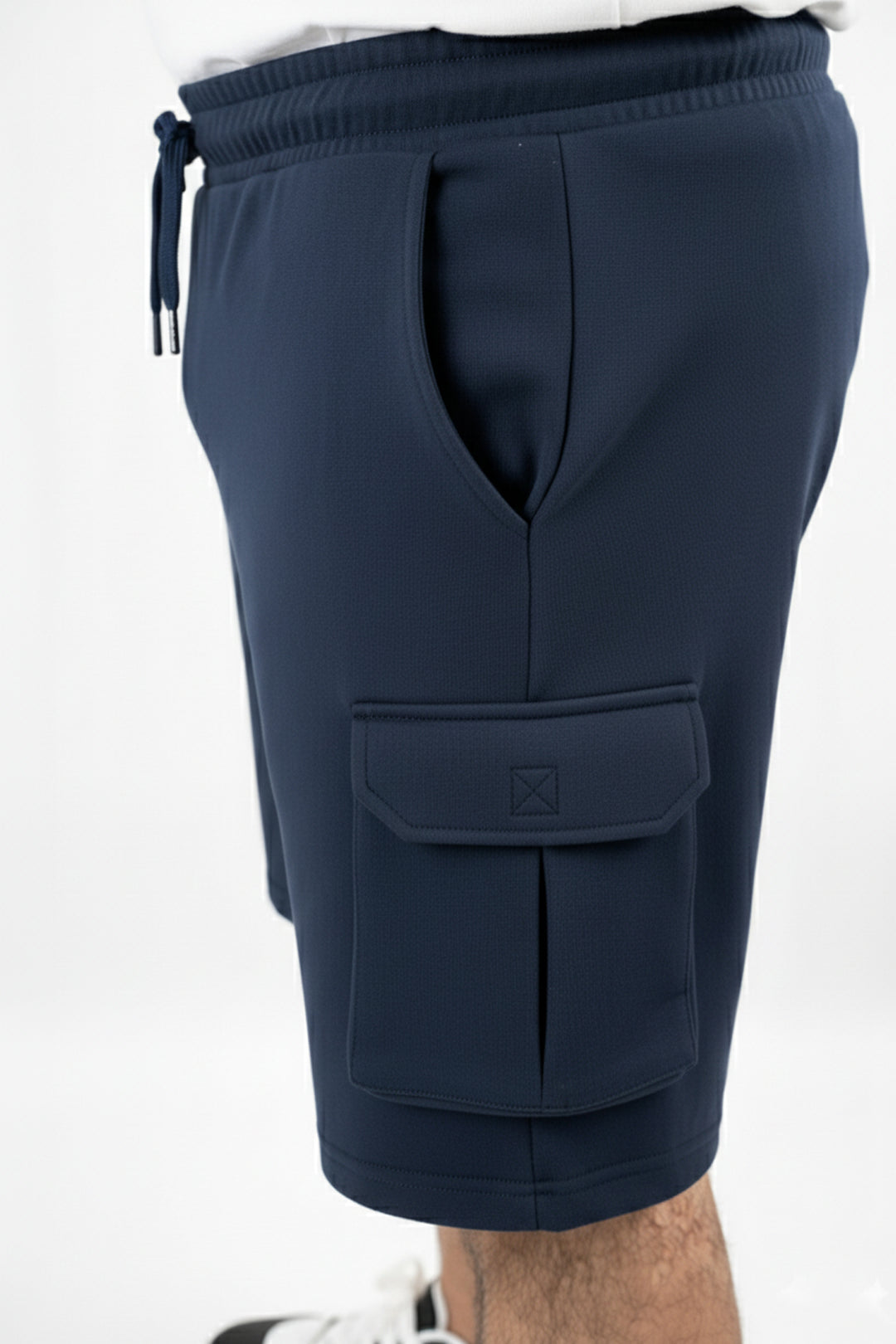 Premium French Terry Cargo Shorts - Navy (Plus Size) - S25 - MSH046P