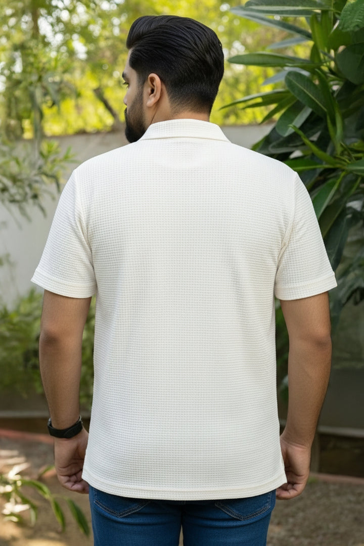 White Jacquard Texture Polo Shirt (Plus size) - S26 - MP0562P