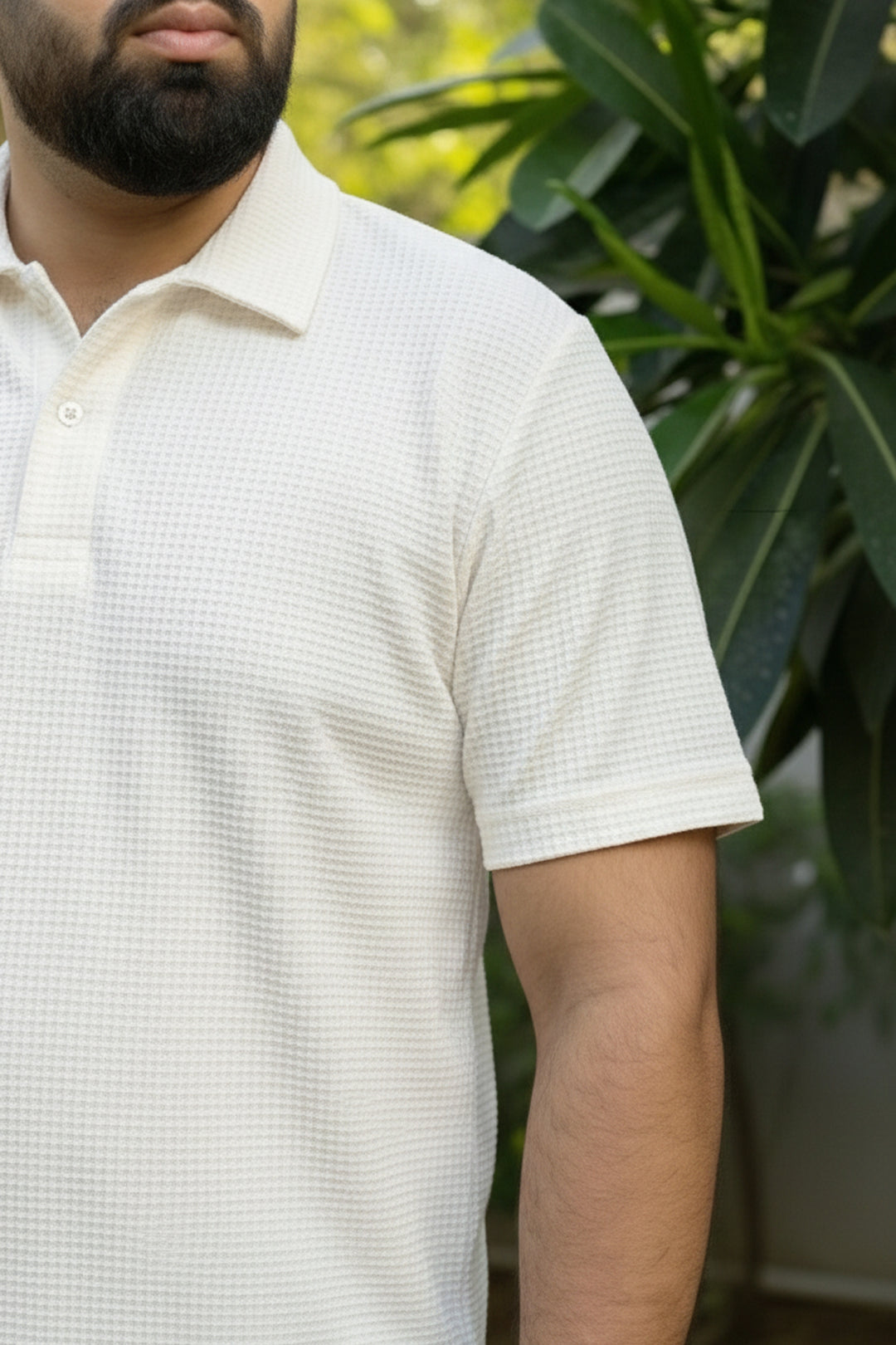 White Jacquard Texture Polo Shirt (Plus size) - S26 - MP0562P