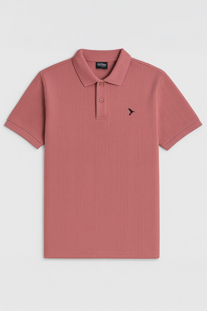 Textured Knitted Basic Pink Polo  - S25 - MP0447R