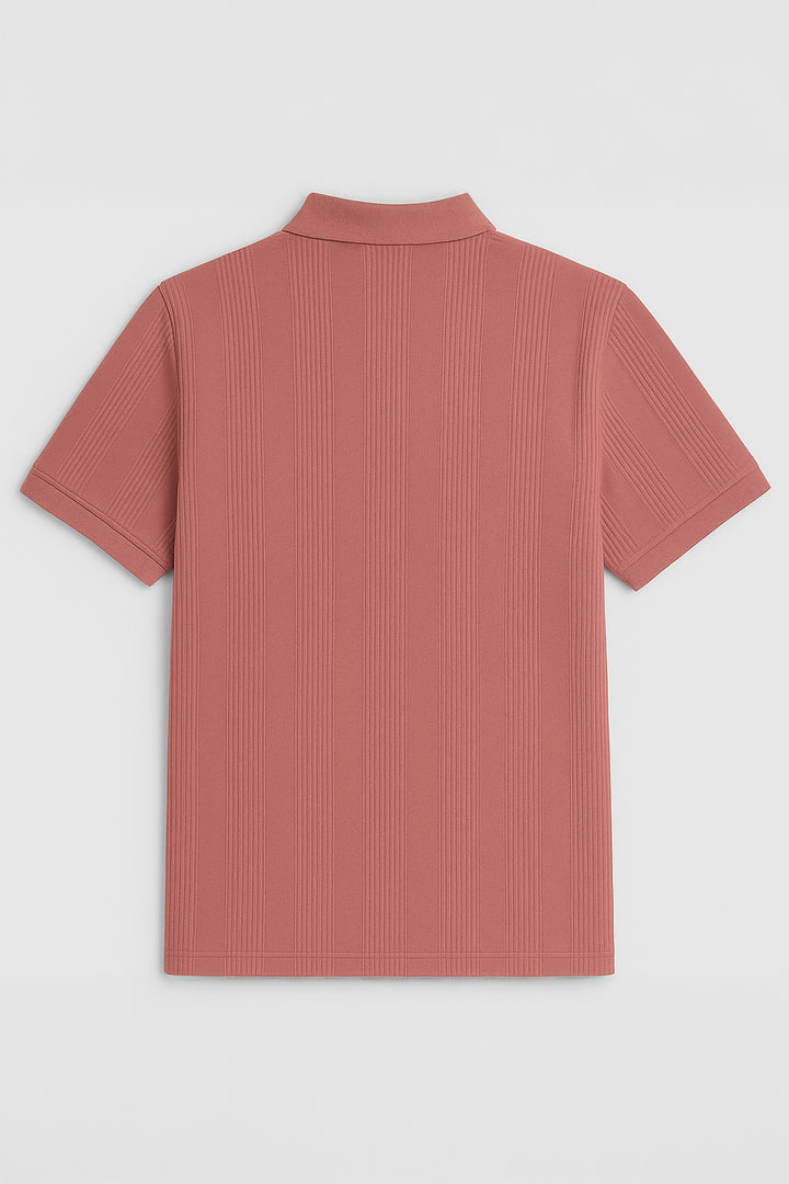 Textured Knitted Basic Pink Polo  - S25 - MP0447R