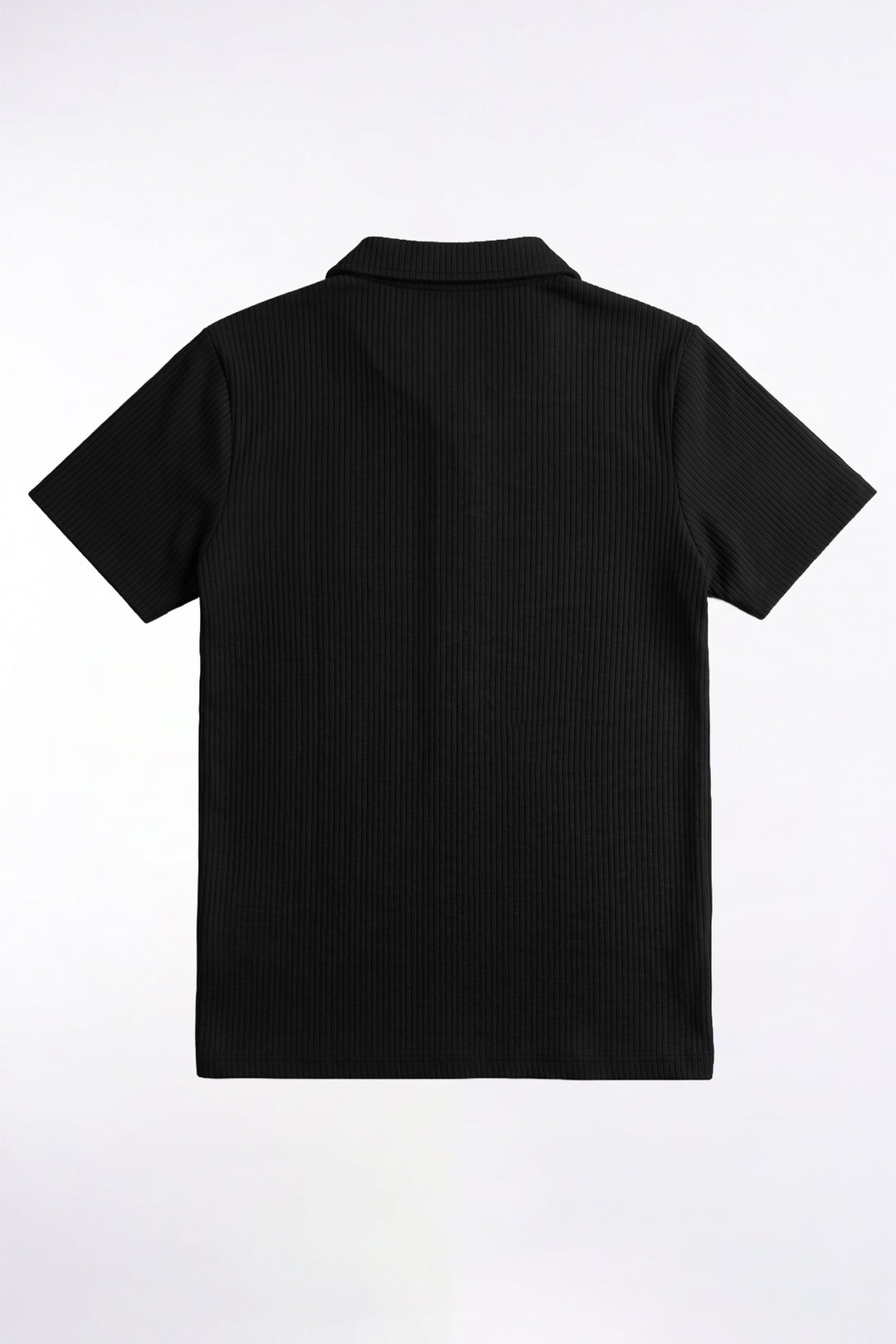 Black Drop Needle Knitted Polo Shirt (Plus Size) - S26 - MP0579P