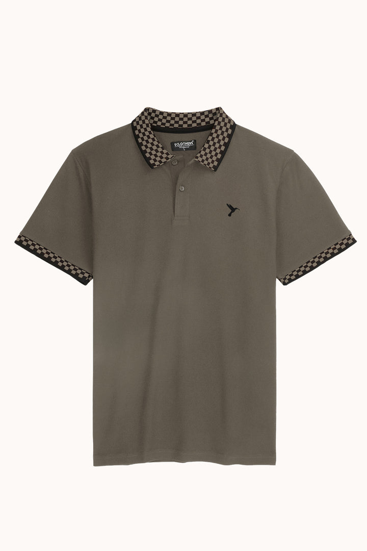 Olive & Black Jacquard Polo Shirt - S26 - MP0565