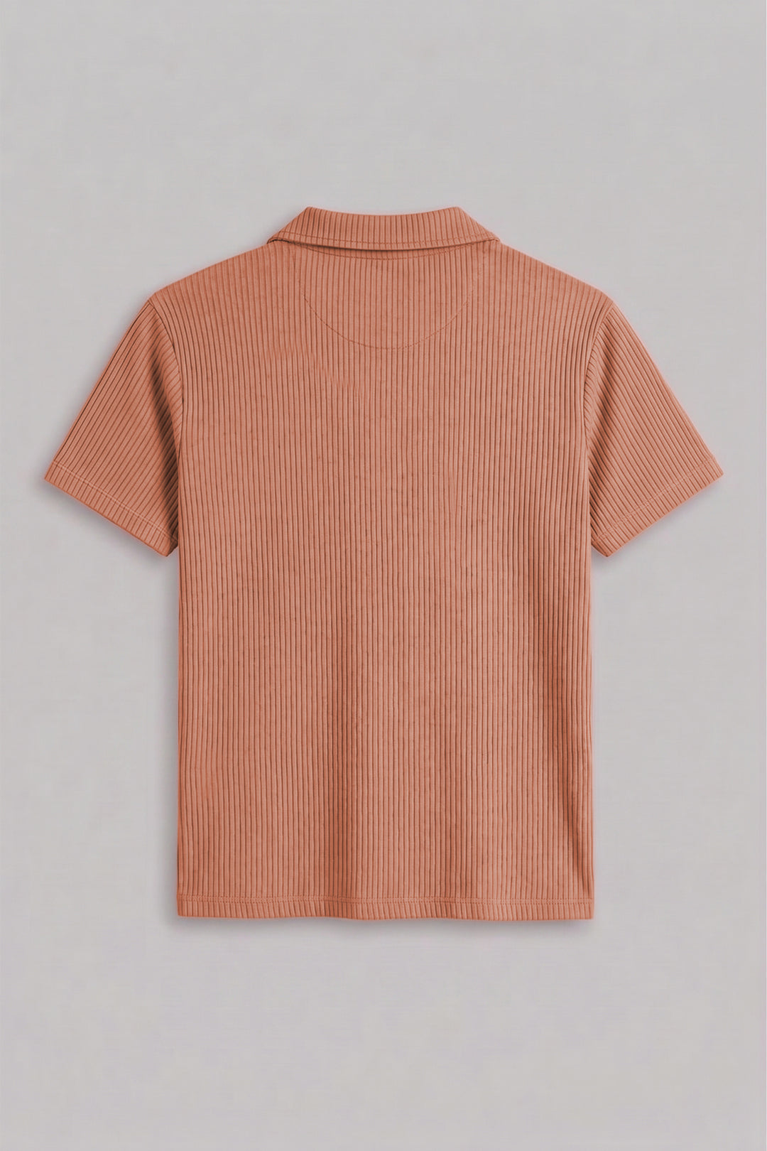 Camel Brown Knitted Johnny Collar Polo (Plus Size) - S26 - MP0578P