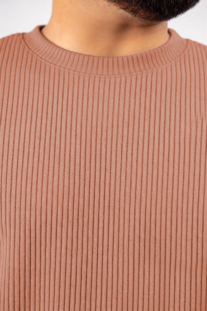 Camel Brown Knitted T-Shirt - (Plus size) - S26 -  MT0515P