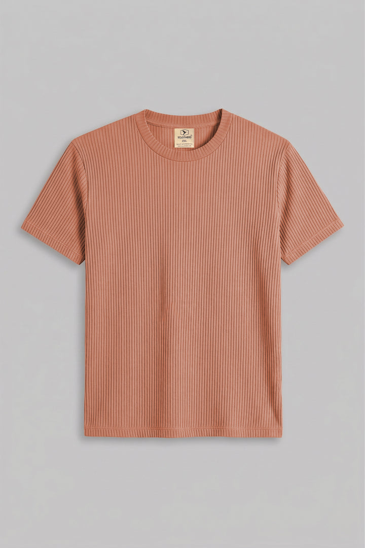 Camel Brown Knitted T-Shirt - (Plus size) - S26 -  MT0515P