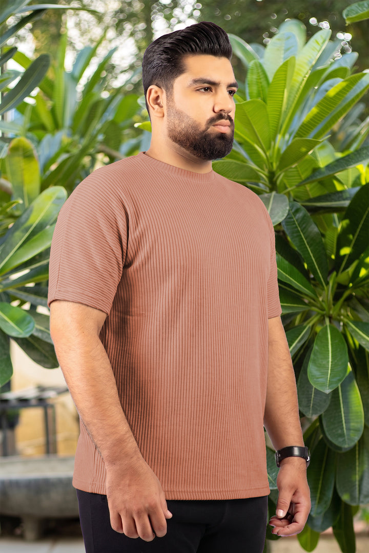 Camel Brown Knitted T-Shirt - (Plus size) - S26 -  MT0515P