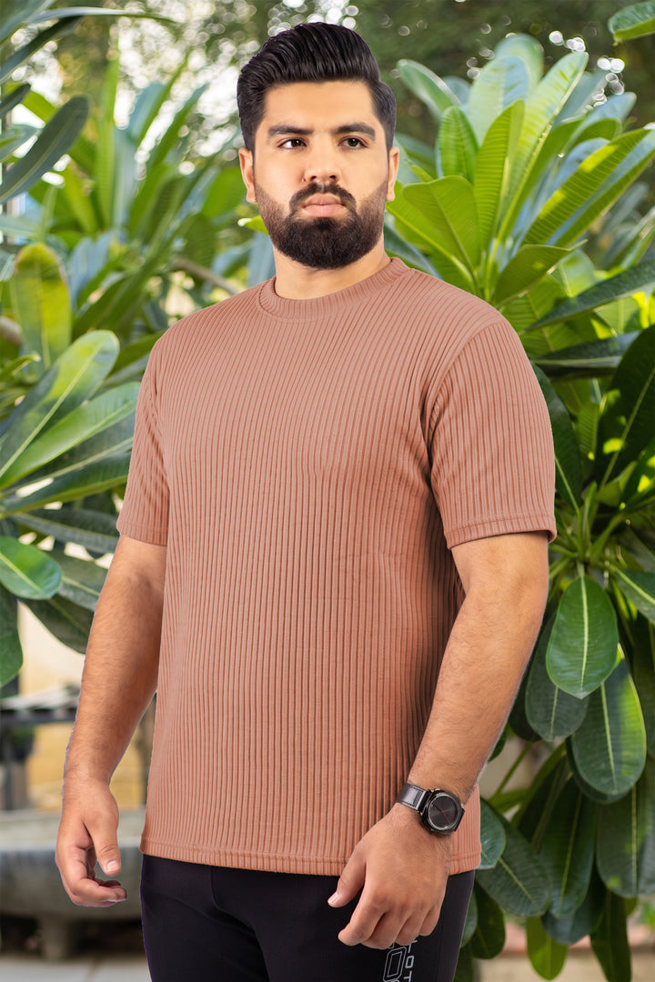 Camel Brown Knitted T-Shirt - (Plus size) - S26 -  MT0515P