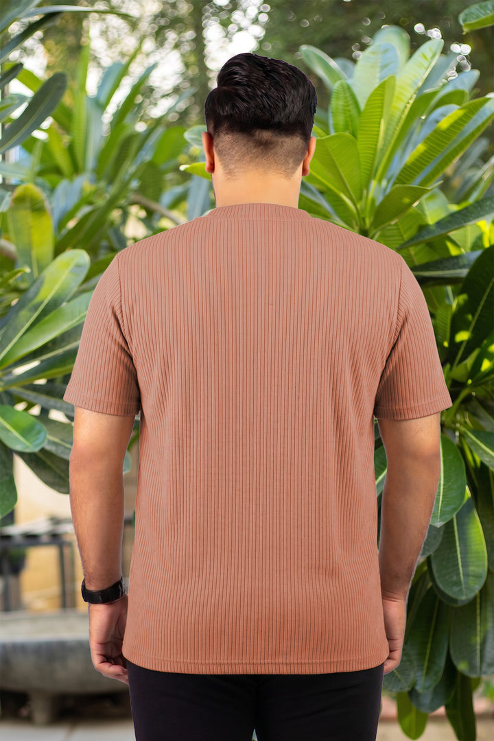 Camel Brown Knitted T-Shirt - (Plus size) - S26 -  MT0515P