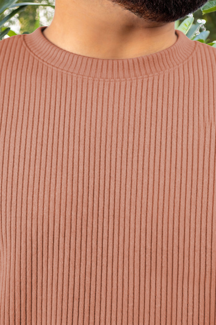 Camel Brown Knitted T-Shirt - (Plus size) - S26 -  MT0515P
