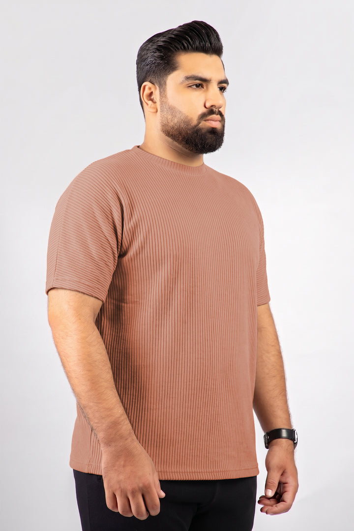 Camel Brown Knitted T-Shirt - (Plus size) - S26 -  MT0515P