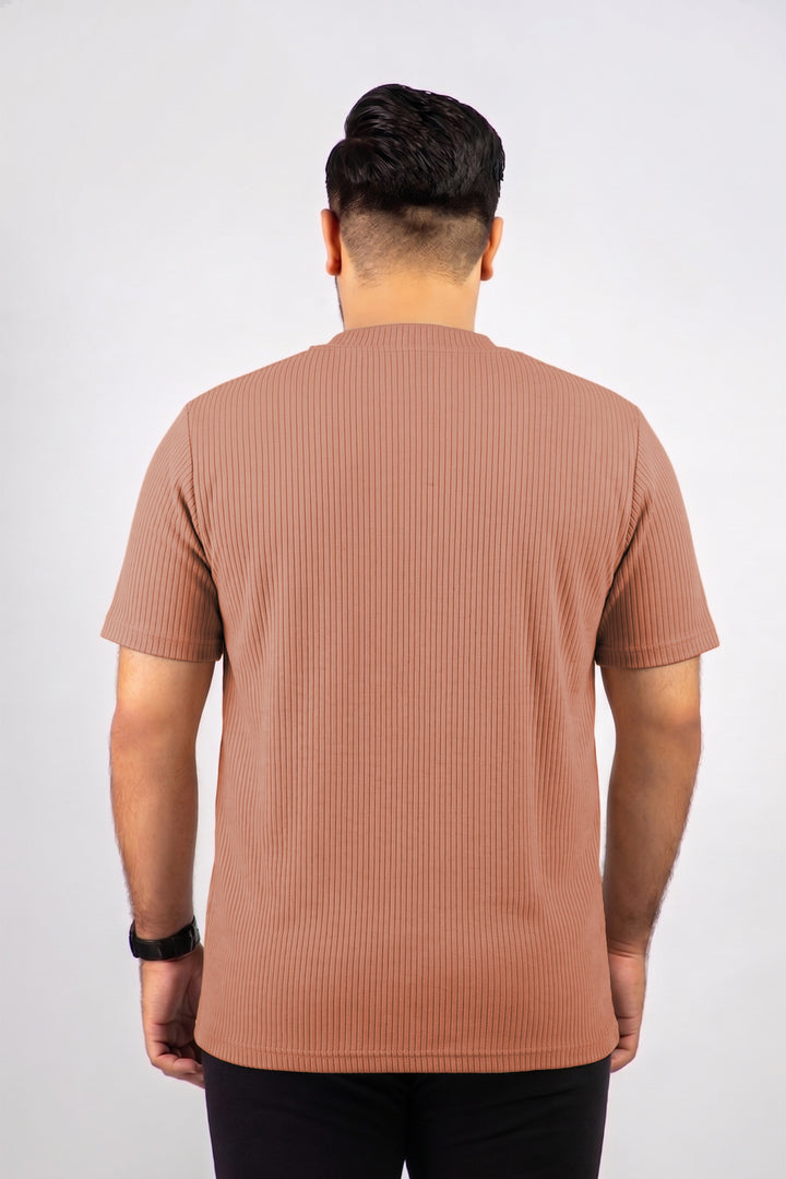 Camel Brown Knitted T-Shirt - (Plus size) - S26 -  MT0515P