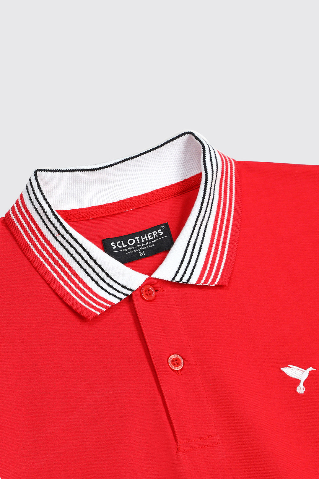 Red Contrast Jacquard Collar Polo Shirt (Plus Size) - A23 - MP0187P