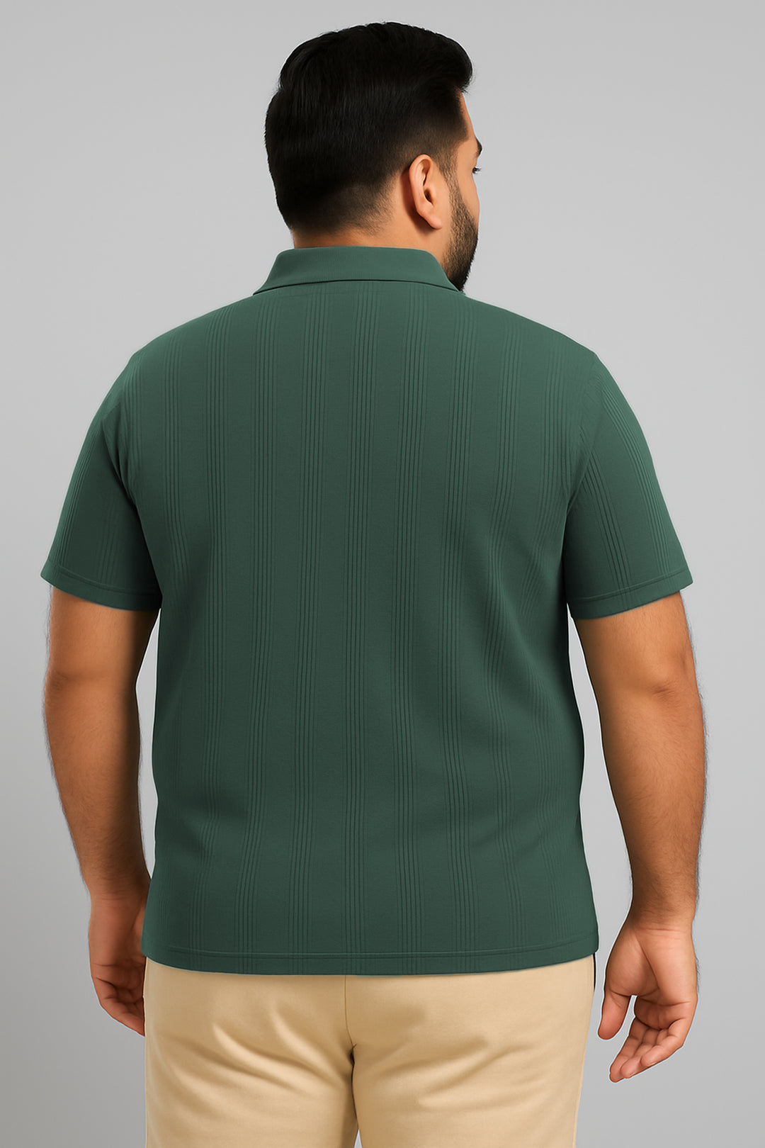 Textured Jacquard Johnny Collar Polo - Dusty Teal (Plus size) - S25 - MP0449P