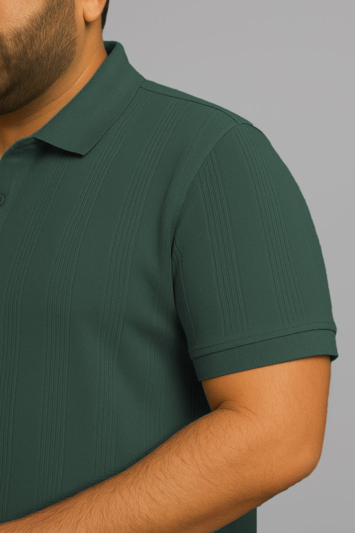 Textured Jacquard Johnny Collar Polo - Dusty Teal (Plus size) - S25 - MP0449P