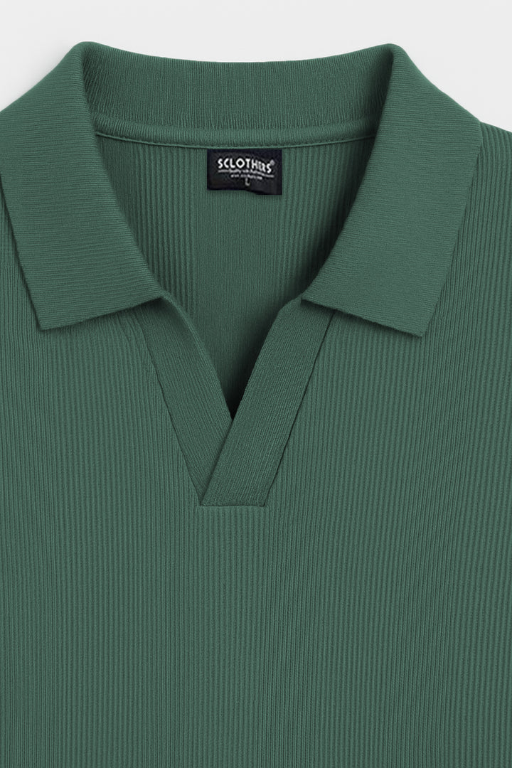 Textured Jacquard Johnny Collar Polo - Dusty Teal (Plus size) - S25 - MP0449P