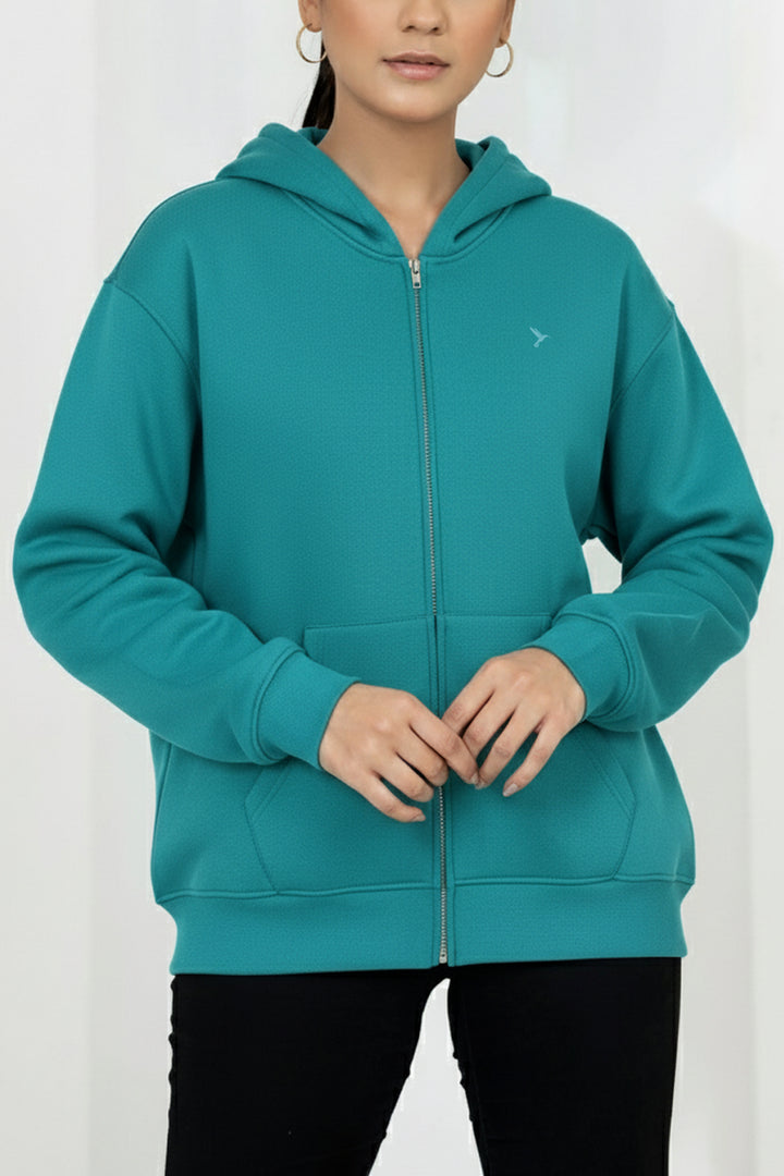Teal Relaxed Fit Zip Through hoodie - S24 - UH0018R