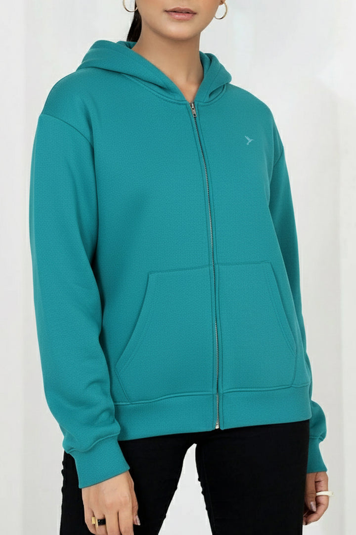 Teal Relaxed Fit Zip Through hoodie - S24 - UH0018R