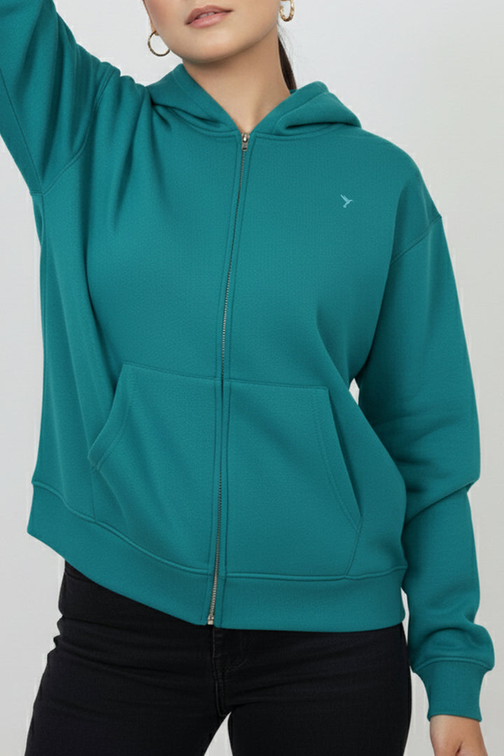 Teal Relaxed Fit Zip Through hoodie - S24 - UH0018R