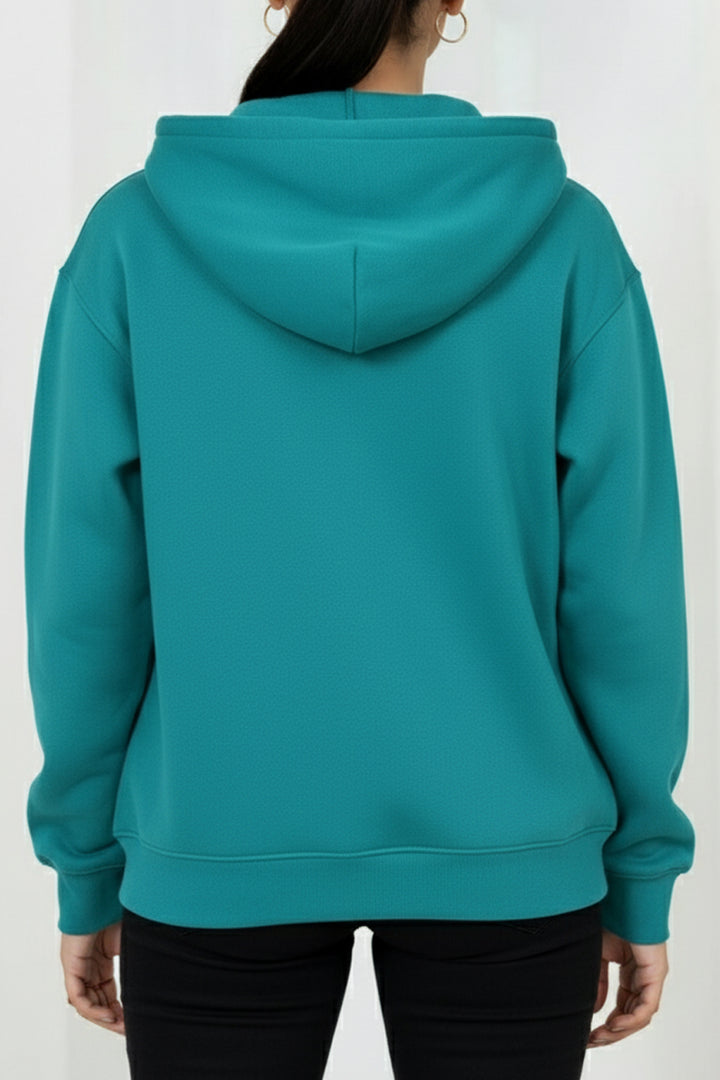 Teal Relaxed Fit Zip Through hoodie - S24 - UH0018R