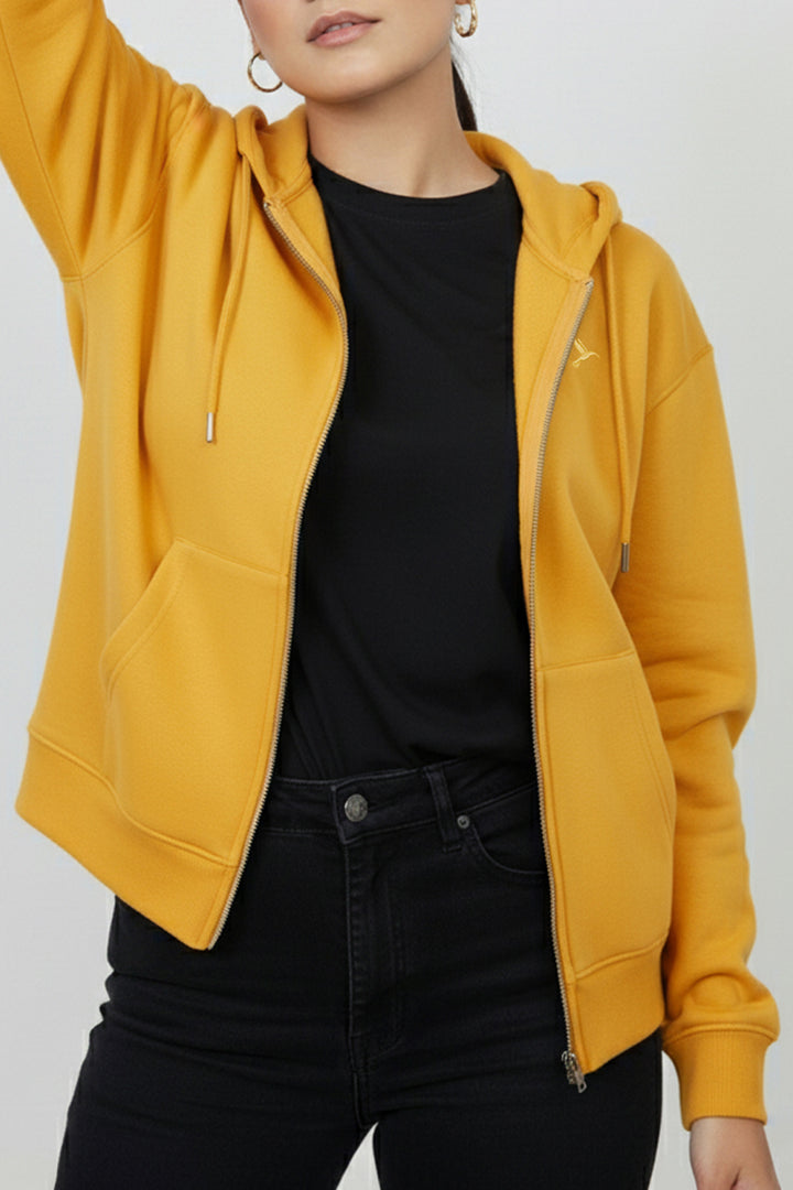 Mineral Yellow Relaxed Fit  Zip Through hoodie - S24 - WH00014
