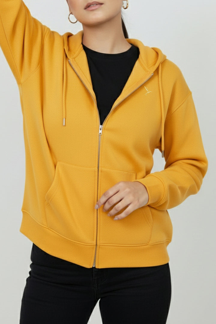 Mineral Yellow Relaxed Fit  Zip Through hoodie - S24 - WH00014