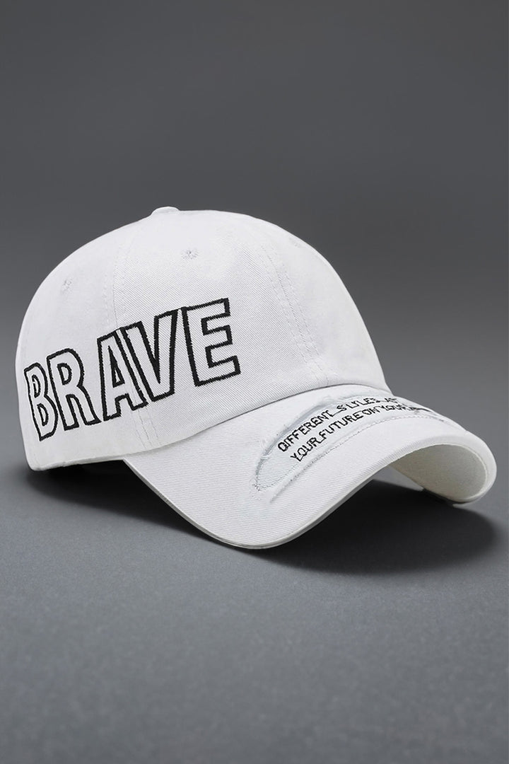 White "Brave" Embroidered Cap - S23 - MCP110R