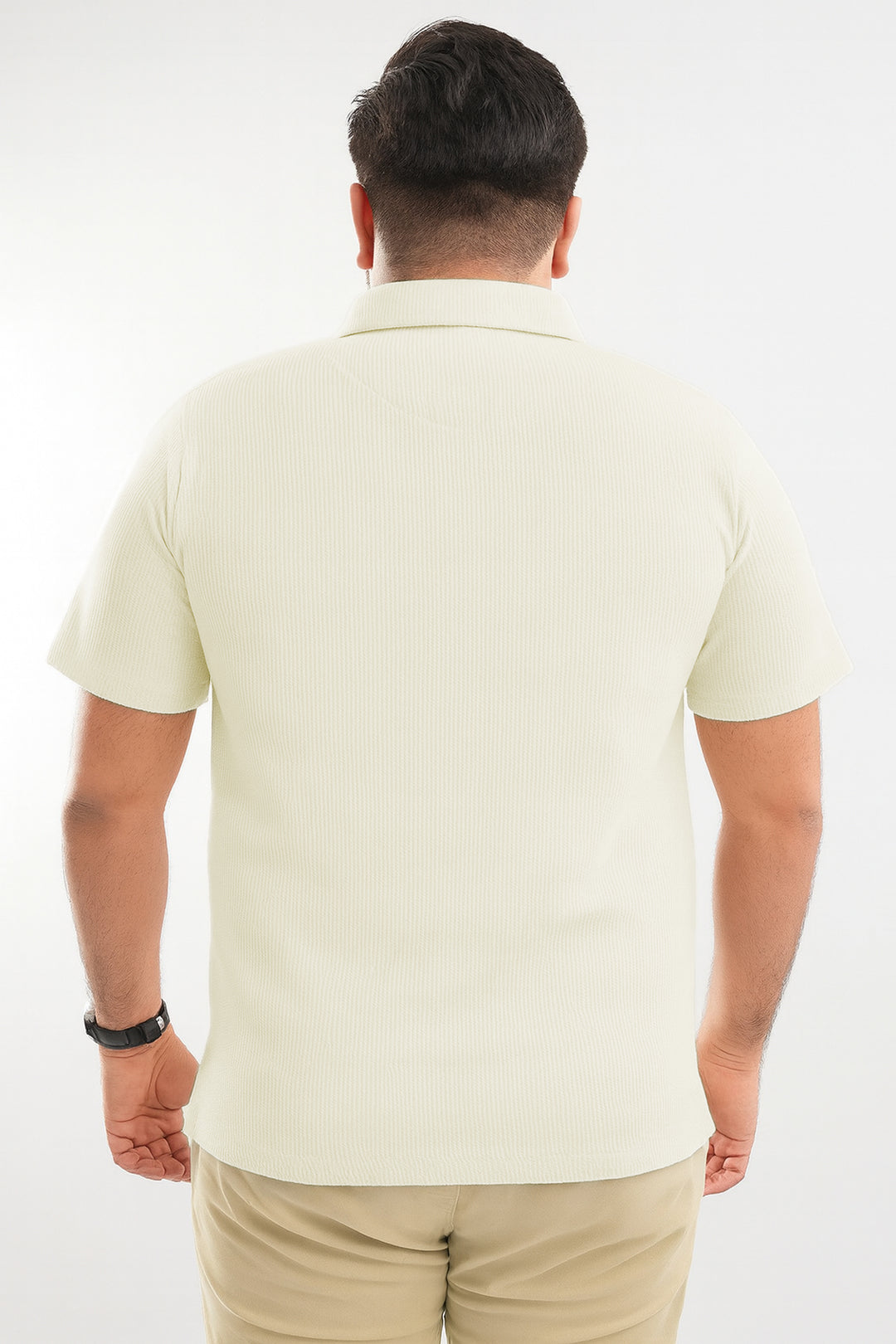 White Waffle Knit Jacquard Polo Shirt (Plus size) - S25 - MP0329P