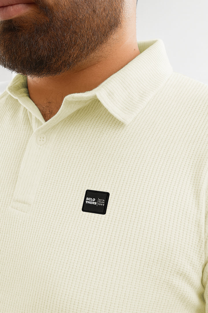 White Waffle Knit Jacquard Polo Shirt (Plus size) - S25 - MP0329P