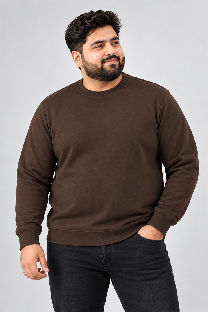 Brown Basic Sweatshirt (Plus Size) - W25 - MSW098P