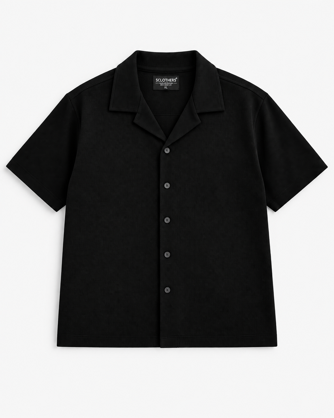 Black Pique Resort Collar Shirt (Plus Size) - S26 - MSH315P