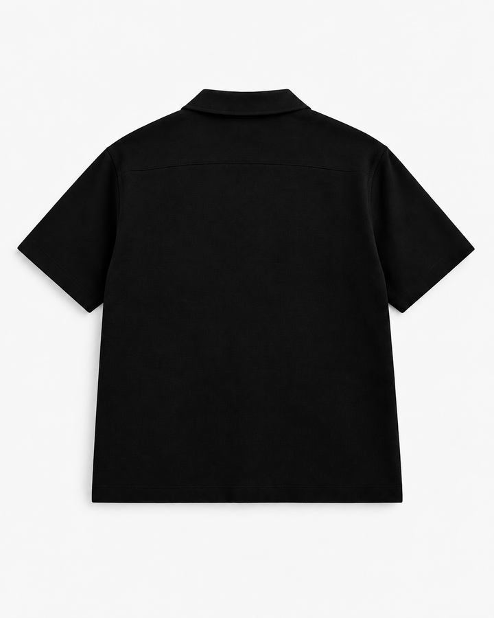Black Pique Resort Collar Shirt (Plus Size) - S26 - MSH315P