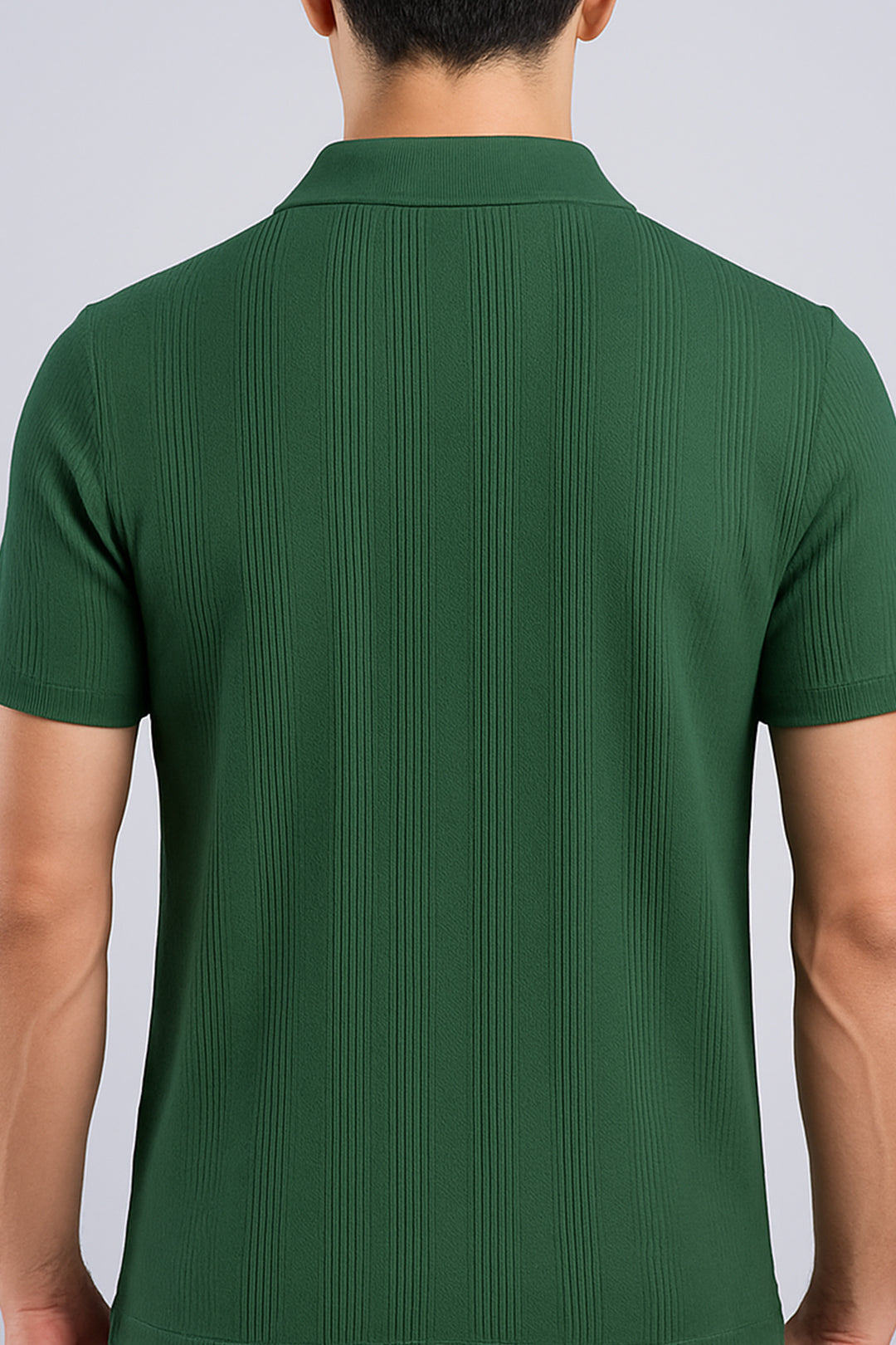 Textured Jacquard Johnny Collar Polo - Dusty Teal - S25 - MP0449R